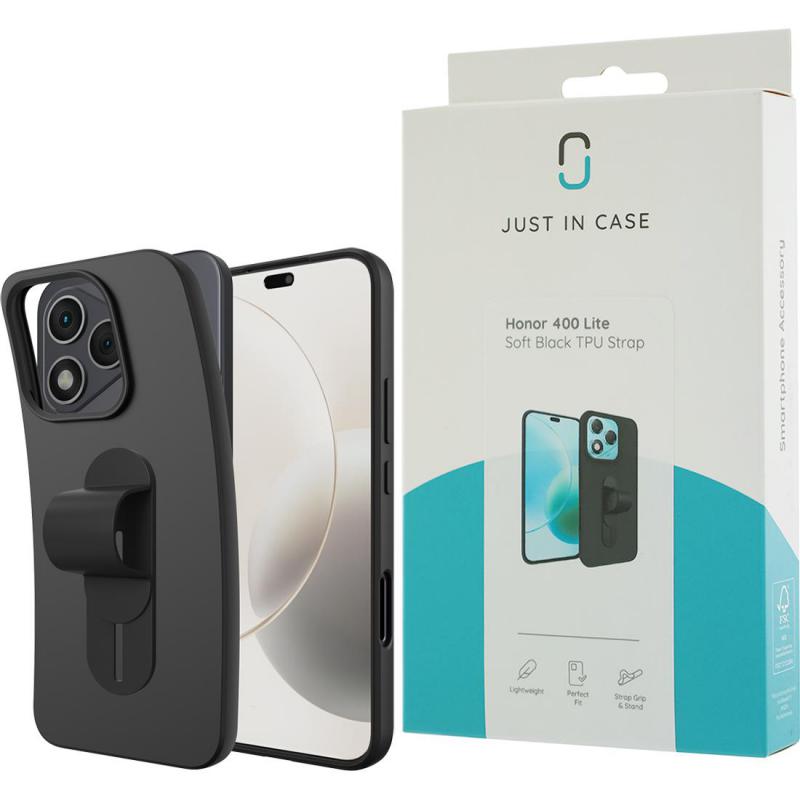 Just in Case Soft Back Cover Mobile Case with Strap, for Honor 400 Lite, Black