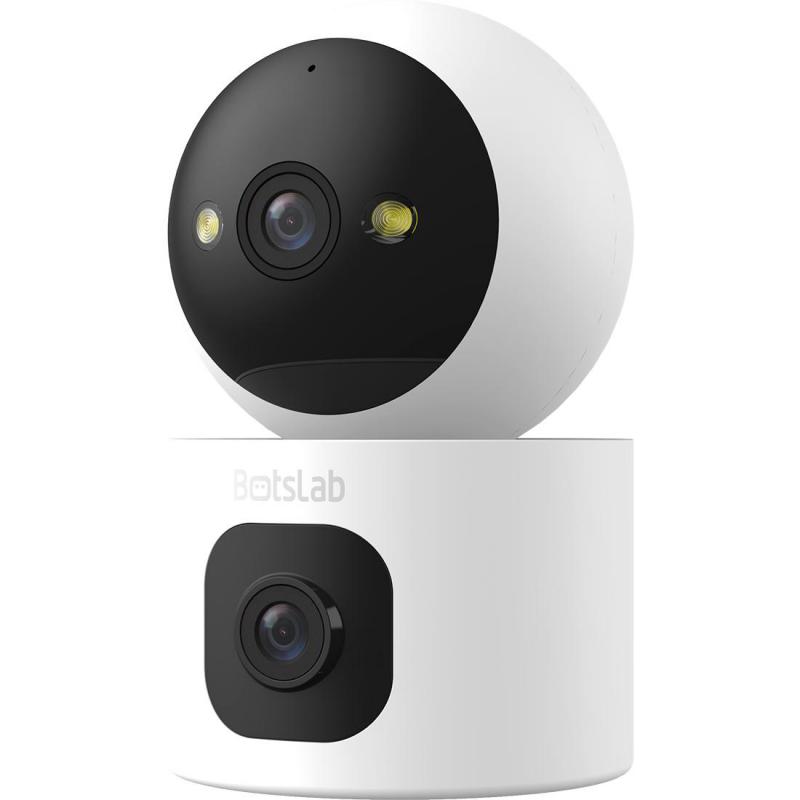 Botslab C231 Dual Lens Pan & Tilt Wi-Fi Camera, Wi-Fi, Works with Amazon Alexa/Google Assistant, White