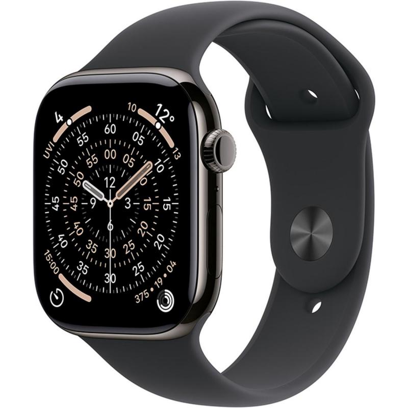 Apple Watch Series 11 46 Smartwatch, GPS + Cellular, Titanium Titanium Case, Black Sport Band, Small/Medium