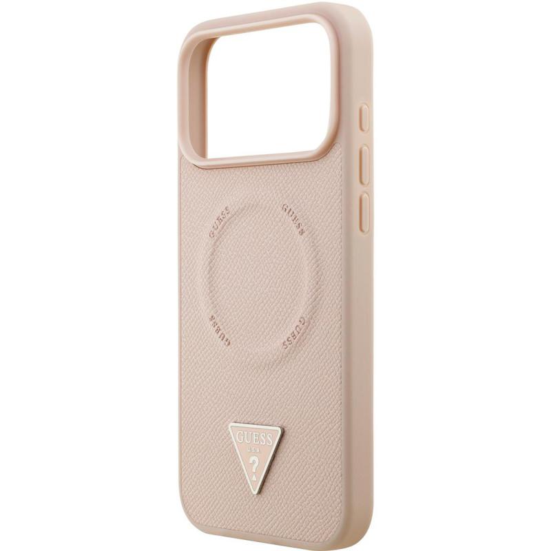 Guess PU Leather Back Cover Mobile Case with MagSafe, for iPhone 17 Pro Max, Pink — 2