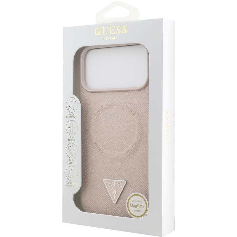 Guess PU Leather Back Cover Mobile Case with MagSafe, for iPhone 17 Pro Max, Pink — 3
