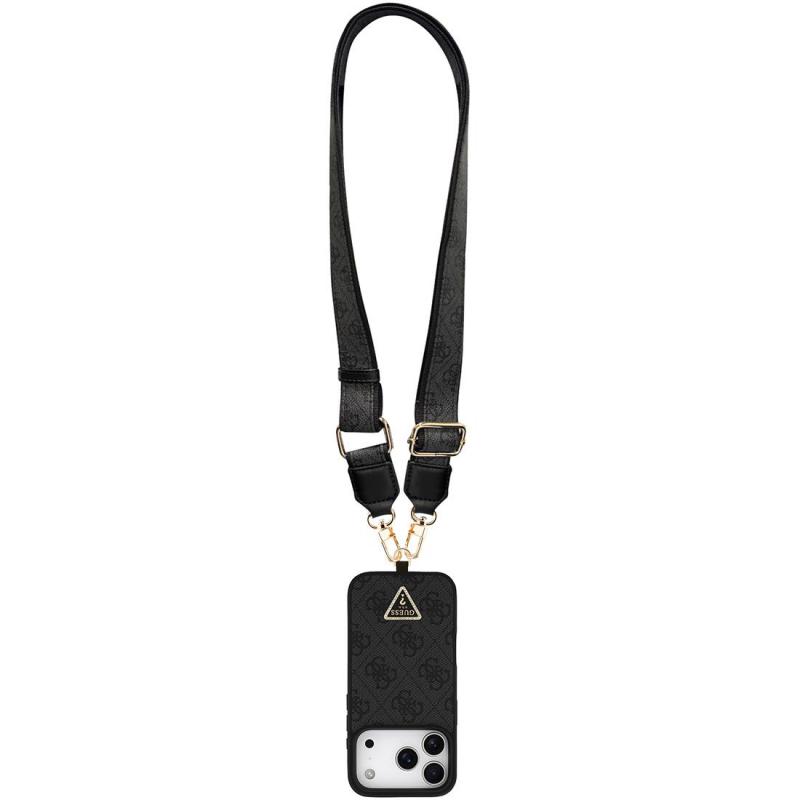 Guess 4G PU Leather Back Cover Mobile Case with MagSafe, for iPhone 17 Pro, Black — 3