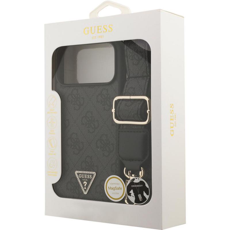 Guess 4G PU Leather Back Cover Mobile Case with MagSafe, for iPhone 17 Pro Max, Black — 3