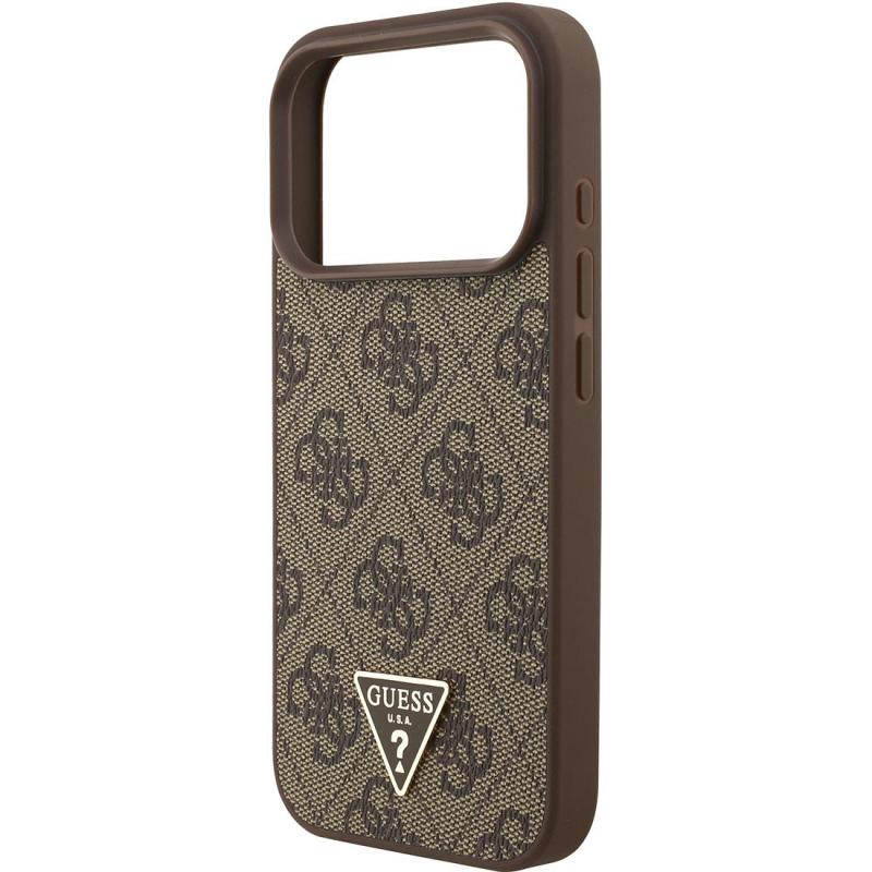 Guess 4G PU Leather Back Cover Mobile Case with MagSafe, for iPhone 17 Pro, Brown — 2