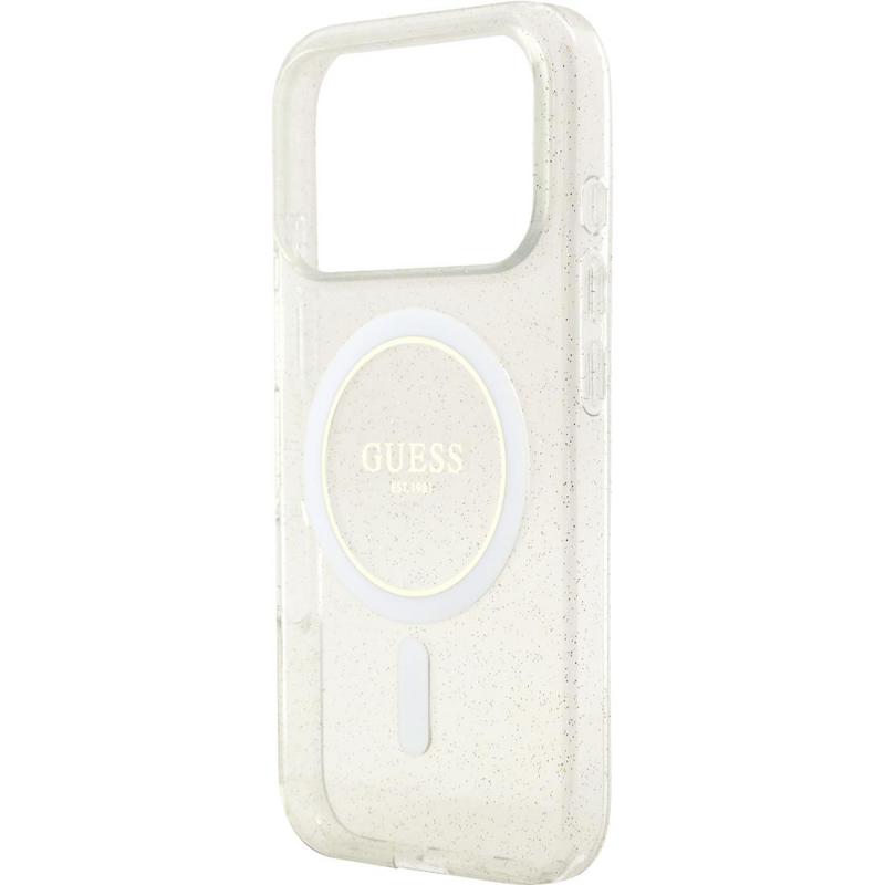 Guess IML Glitter Back Cover Mobile Case with MagSafe, for iPhone 17 Pro Max, Clear — 2