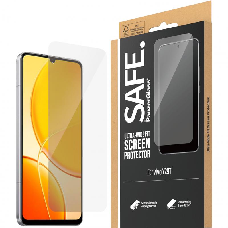 PanzerGlass SAFE Case Friendly Smartphone Screen Protector, for vivo Y29t, Tempered Glass, Edge-to-Edge, Black