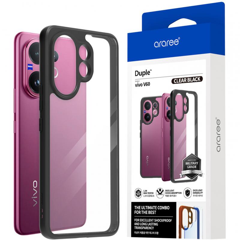 Araree Duple Back Cover Mobile Case, for vivo V60, Clear/Black