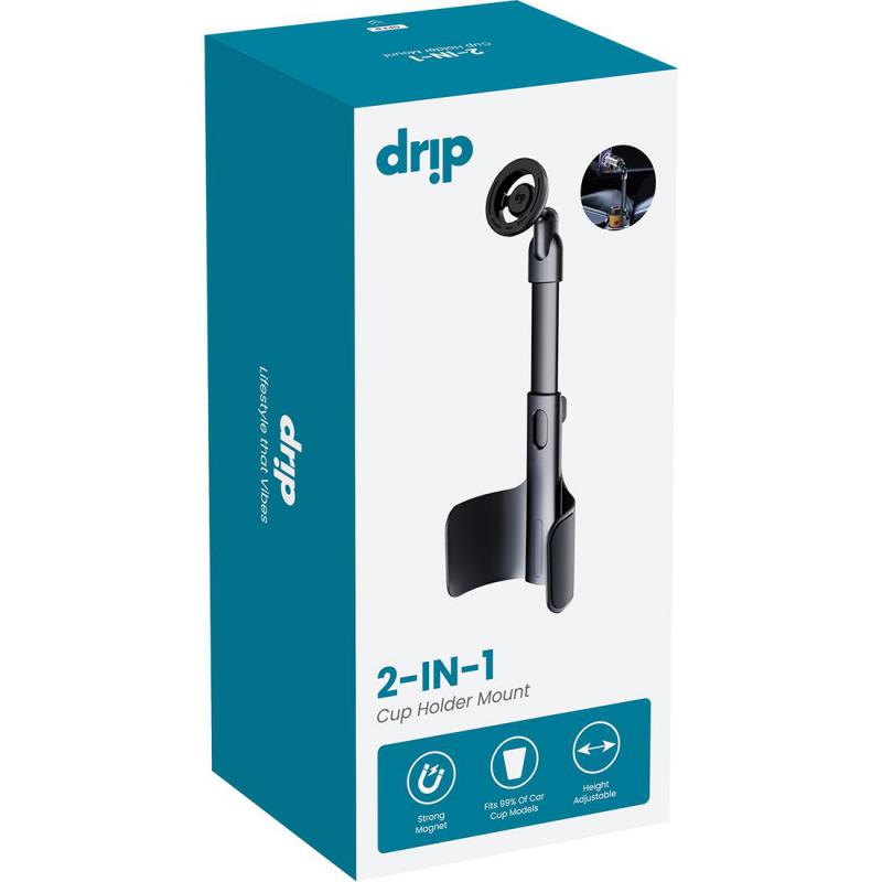 Drip 2-in-1 Cup Holder Mount Smartphone Car Accessory, Universal, for Most Devices, Black — 2