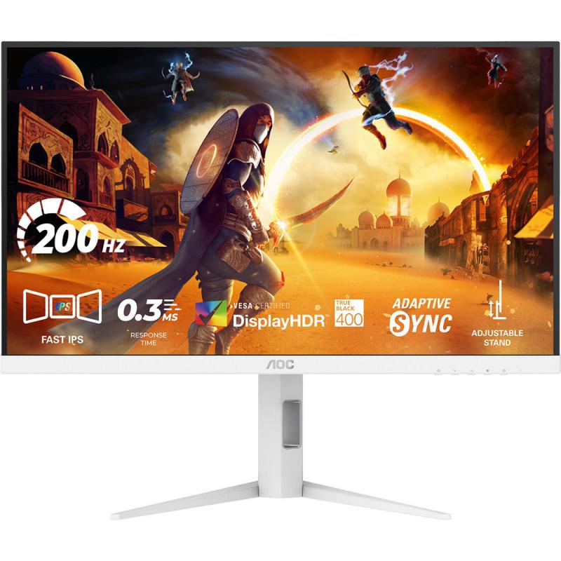 AOC Q27G4WS 27" Gaming Monitor, WLED, QHD (Quad HD), 200 Hz, 0.3ms, White/Silver