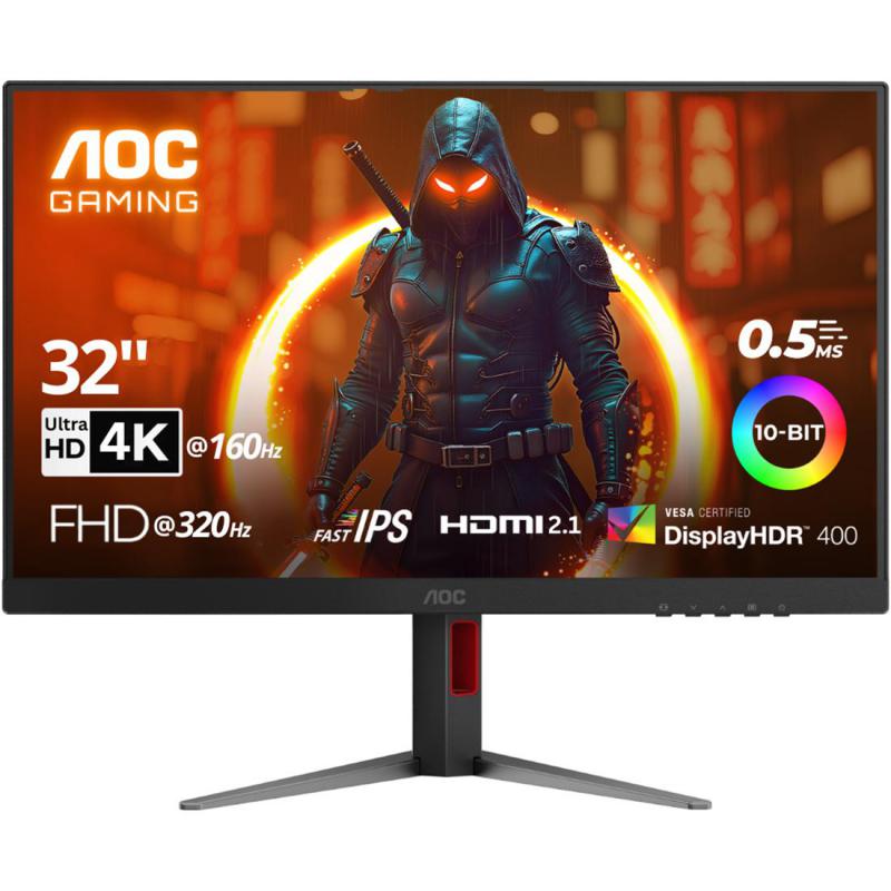 AOC U32G4 31.5" Gaming Monitor, WLED, LED, 0.3ms (MPRT), Black/Red
