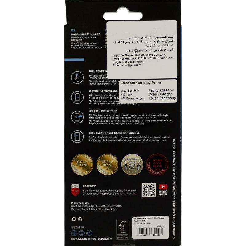 MyScreenPROTECTOR DIAMOND GLASS edge Lite Smartphone Screen Protector, for Honor X5c/X5c Plus, Full Glue, Black — 2