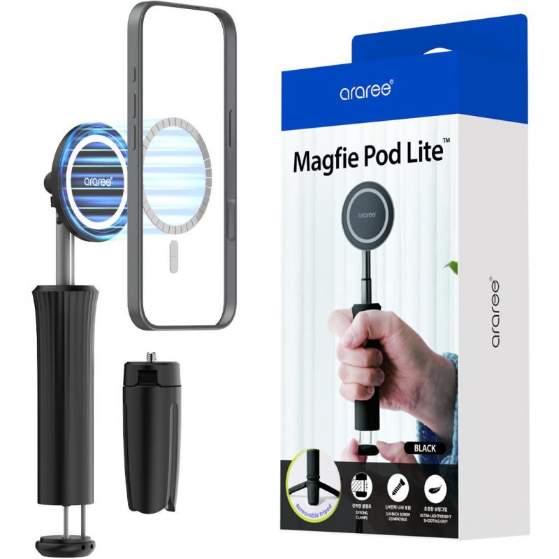 Araree Magfie Pod Lite Smartphone Camera Accessory, for Most Smartphones with Qi Wireless Charging, Black