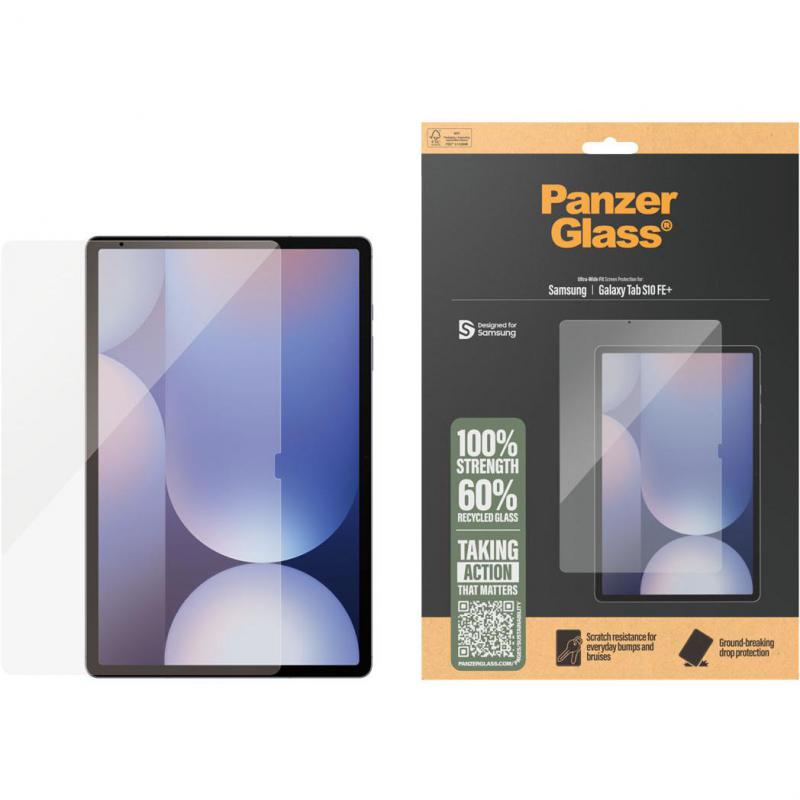 PanzerGlass Ultra-Wide Fit Tablet Screen Protector, for Samsung Galaxy Tab S10 FE+, Super+ Glass, Standard Fit