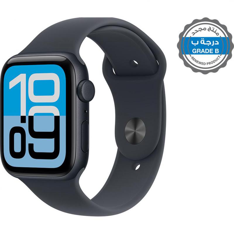 Renewed Grade B Apple Watch SE 3 44, GPS + Cellular, Midnight Aluminum Case/Midnight Sport Band - M/L