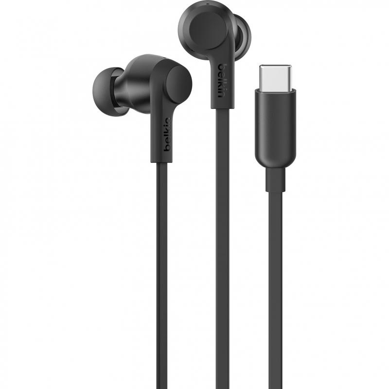 Belkin SoundForm In-Ear Earphones, Active Noise Cancelling, Wired, USB-C, In-line Microphone, Black