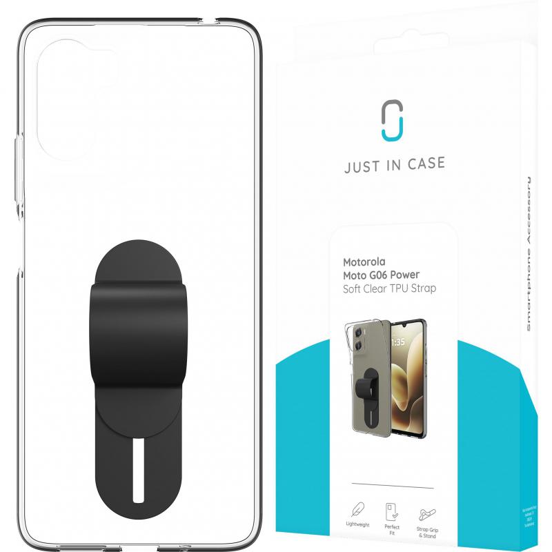 Just in Case Soft Back Cover Mobile Case with Strap, for Motorola moto g06 Power, Clear