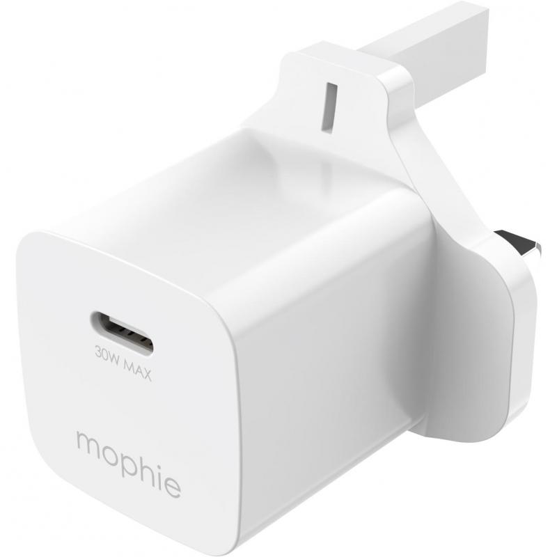 Mophie Essentials 30W USB-C GaN, Fast Battery Charging, 30 Watts, Single USB-C, White
