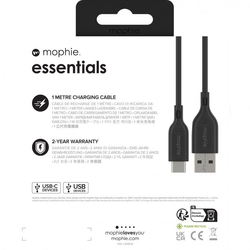 Mophie Essentials USB-A to USB-C Sync & Charge Cable, 1.00 m ( 3.28 ft ), Black — 5