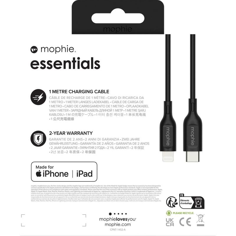 Mophie Essentials Lightning to USB-C Sync & Charge Cable, 1.00 m ( 3.28 ft ), Black — 5