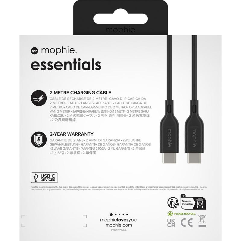 Mophie Essentials USB-C to USB C Sync & Charge Cable, 2.00 m ( 6.56 ft ), Black — 5
