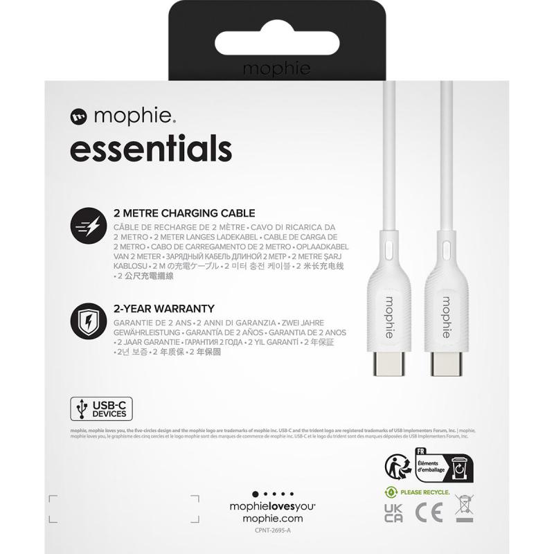 Mophie Essentials USB-C to USB C Sync & Charge Cable, 2.00 m ( 6.56 ft ), White — 4