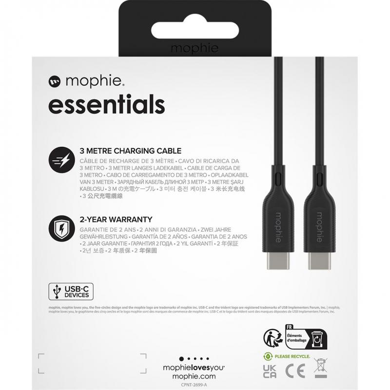 Mophie Essentials USB-C to USB C Sync & Charge Cable, 3.00 m ( 9.84 ft ), Black — 5