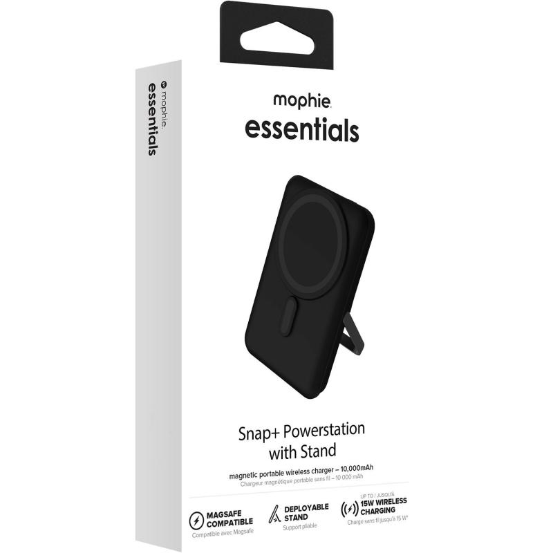 Mophie Essentials Snap+ Powerstation with Stand, Fast Battery Charging, 10000 mAh, Single USB-C (I/O Charging), Black — 7