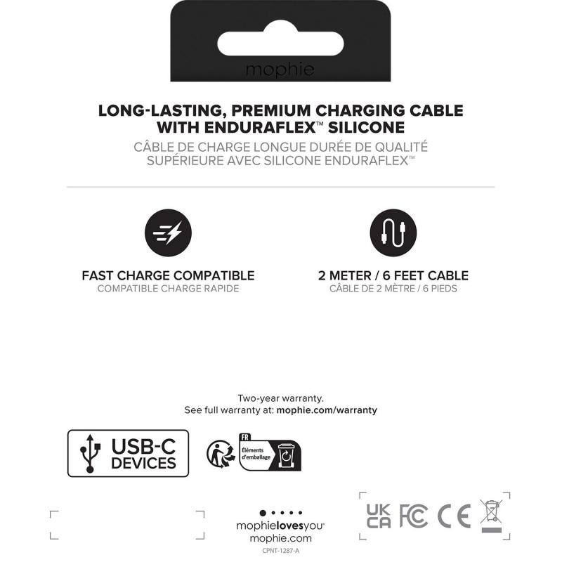 Mophie charge stream USB-C to USB C Sync & Charge Cable, 2.00 m ( 6.56 ft ), White — 3