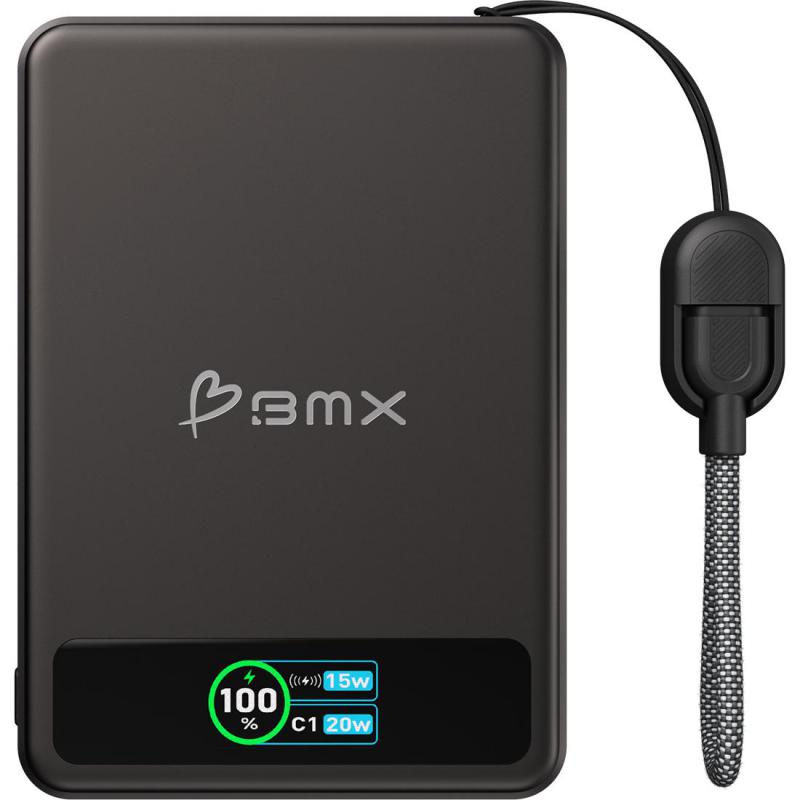 BMX SolidSafe 5000 mAh Magnetic Power Bank with Solid-State Technology, Extra Safe, Qi2, Qi/PMA, 5000 mAh, Single USB-C, Black — 2