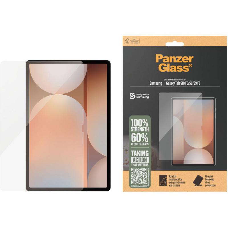 PanzerGlass Ultra-Wide Fit Tablet Screen Protector, for Samsung Galaxy Tab S10 FE/Galaxy Tab S9/Galaxy Tab S9 FE, Clear