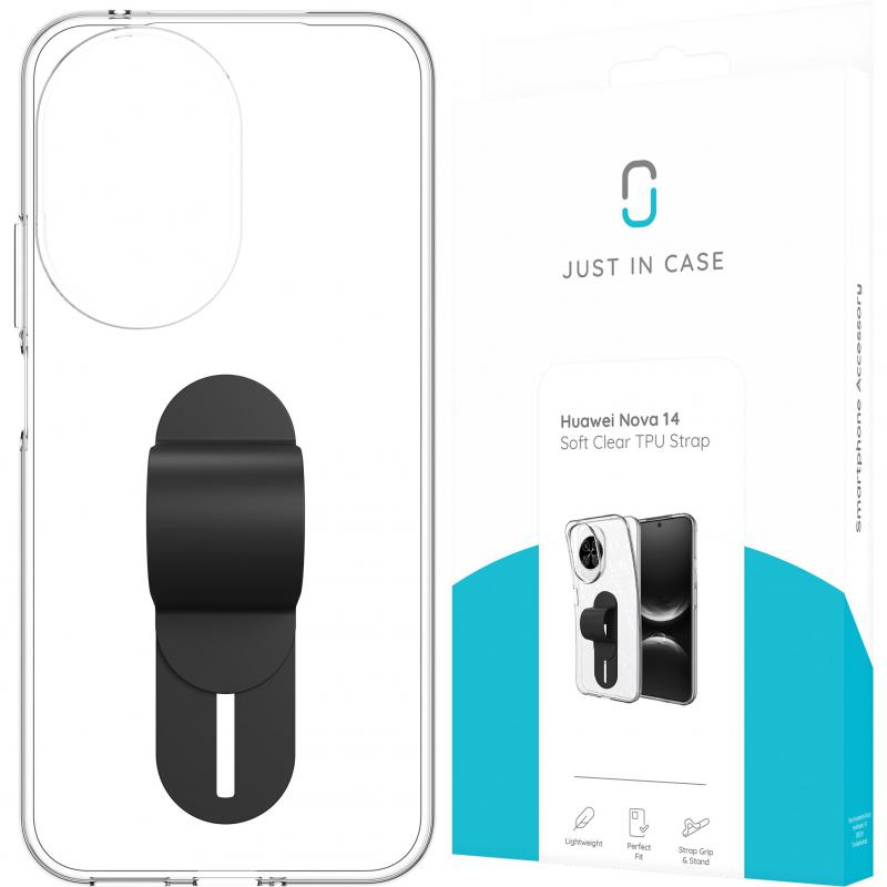 Just in Case Soft Back Cover Mobile Case with Strap, for Huawei nova 14, Clear