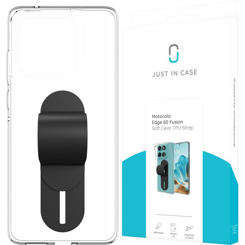 Just in Case Soft Back Cover Mobile Case with Strap, for Motorola edge 60 fusion, Clear