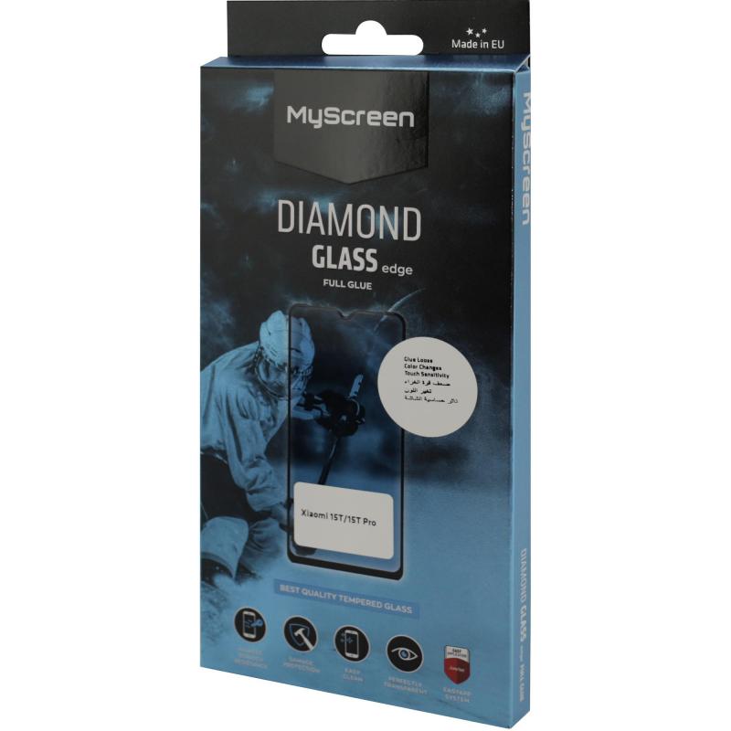 MyScreenPROTECTOR DIAMOND GLASS edge Smartphone Screen Protector, for Xiaomi 15T/15T Pro, Full Glue, Black