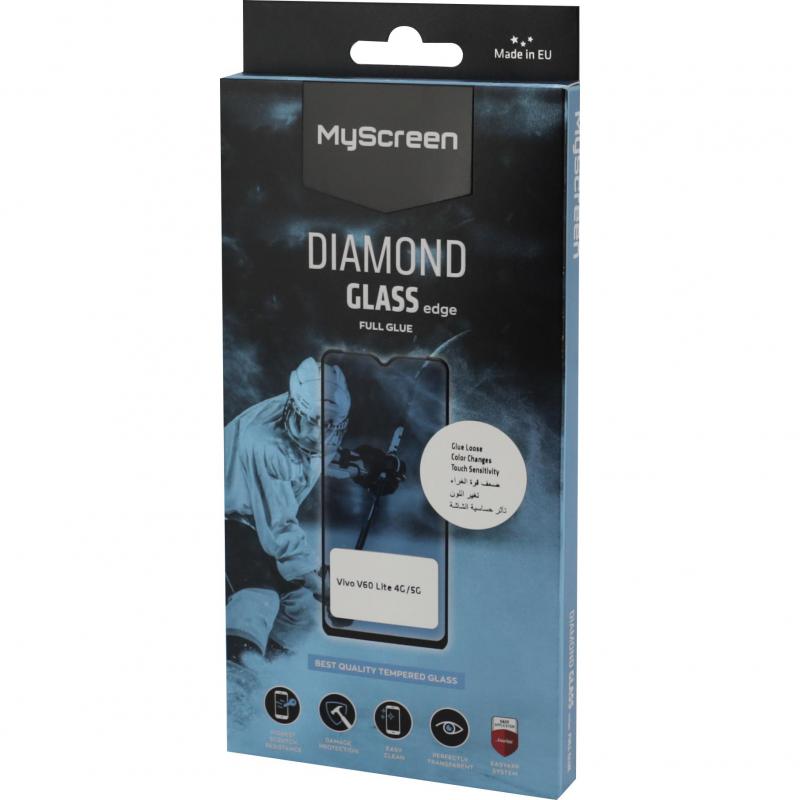 MyScreenPROTECTOR DIAMOND GLASS edge Smartphone Screen Protector, for vivo V60 Lite 4G/V60 Lite 5G, Full Glue, Black