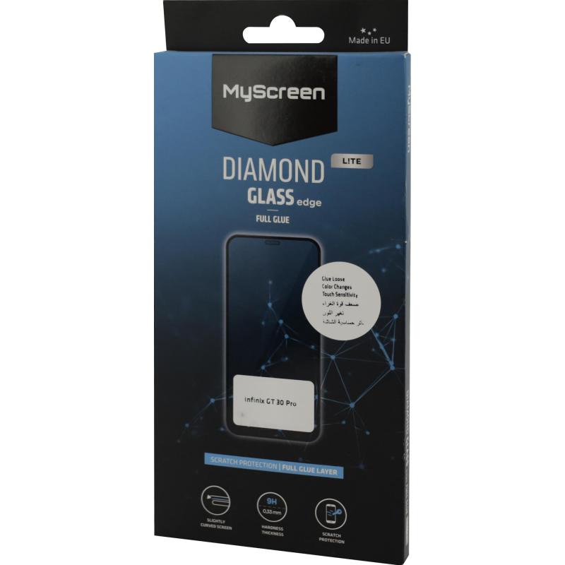 MyScreenPROTECTOR DIAMOND GLASS edge Lite Smartphone Screen Protector, for Infinix GT 30 5G, Full Glue, Black