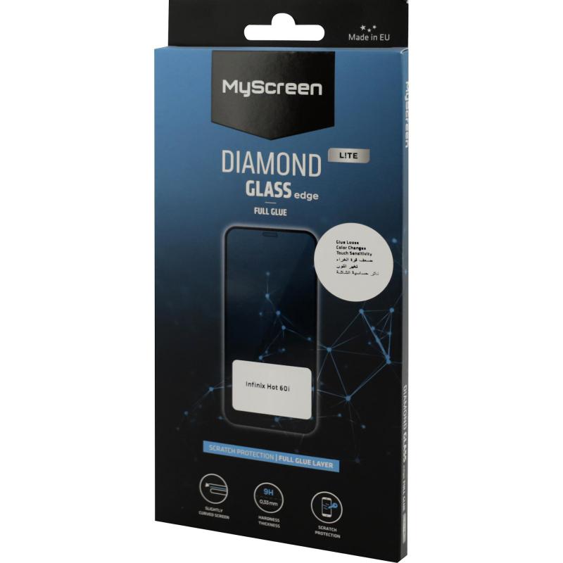 MyScreenPROTECTOR DIAMOND GLASS edge Lite Smartphone Screen Protector, for Infinix HOT 60i 5G, Full Glue, Black