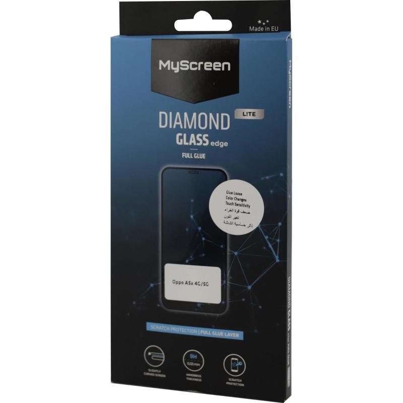 MyScreenPROTECTOR DIAMOND GLASS edge Lite Smartphone Screen Protector, for OPPO A5x/A5x 5G, Full Glue, Black
