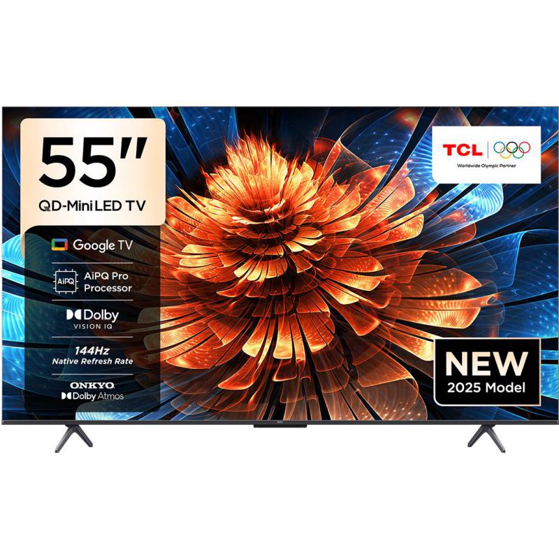 TCL 55" Smart TV, 4K Mini-LED, 120 Hz/144 Hz (VRR), Black, Q6C MINI LED
