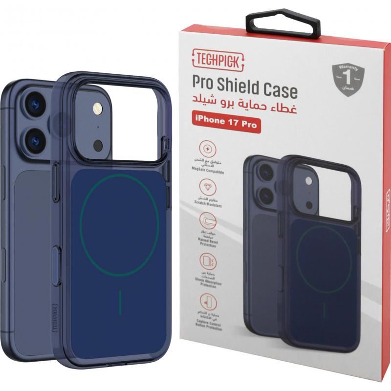 Techpick Pro Shield Back Cover Mobile Case with MagSafe, for iPhone 17 Pro, Blue