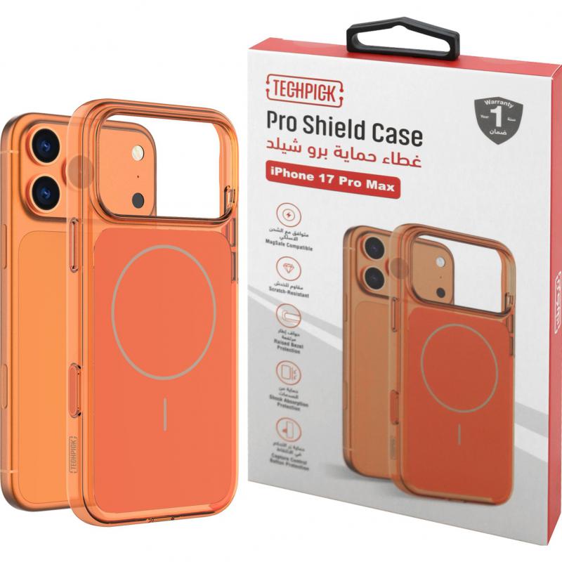 Techpick Pro Shield Back Cover Mobile Case with MagSafe, for iPhone 17 Pro Max, Orange
