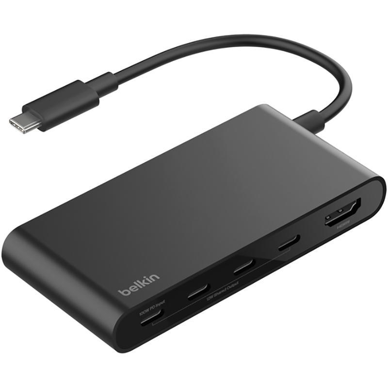 Belkin Connect Multi-port Station, USB-C, 5 Port (3X USB-C/USB-C (PD)/HDMI 2.0), Black