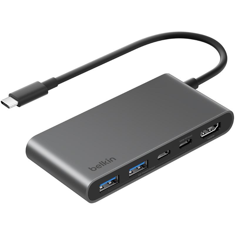 Belkin Connect Multi-port Station, USB-C, 5 Port (2X USB-A/2X USB-C/HDMI), Black