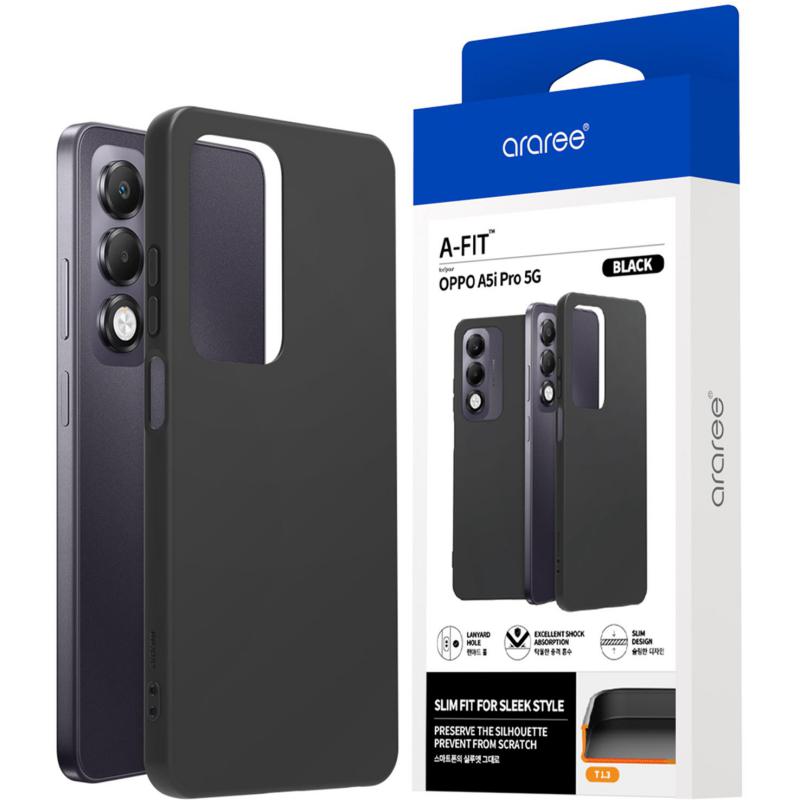 A-Fit Back Cover Mobile Case, for OPPO A5i Pro, Black