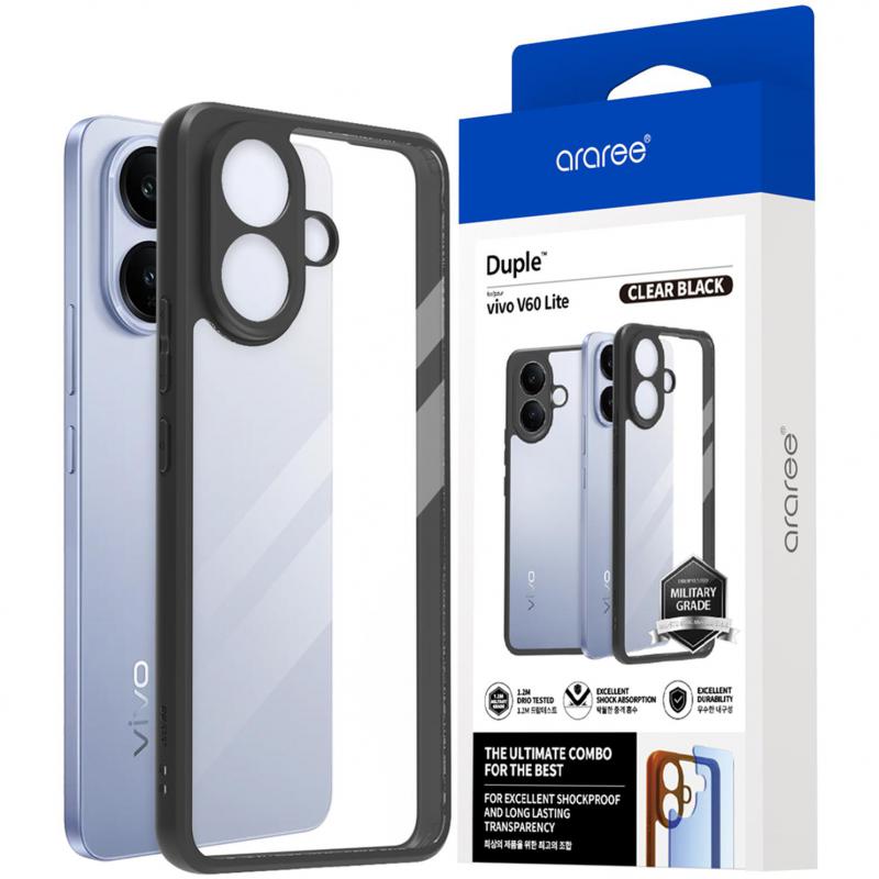 Araree Duple Back Cover Mobile Case, for vivo V60 Lite, Clear/Black