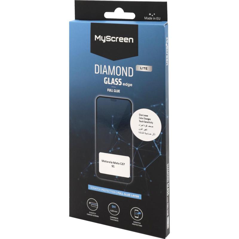 MyScreenPROTECTOR DIAMOND GLASS edge Lite Smartphone Screen Protector, for Motorola moto g57 5G, Full Glue, Black
