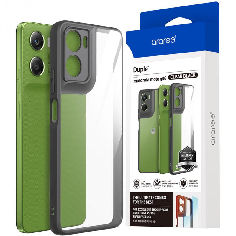Araree Duple Back Cover Mobile Case, for Motorola moto g06, Clear/Black