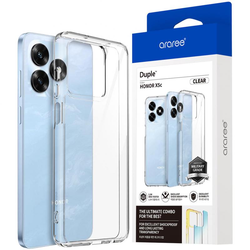 Araree Duple Back Cover Mobile Case, for Honor X5c, Clear/Black