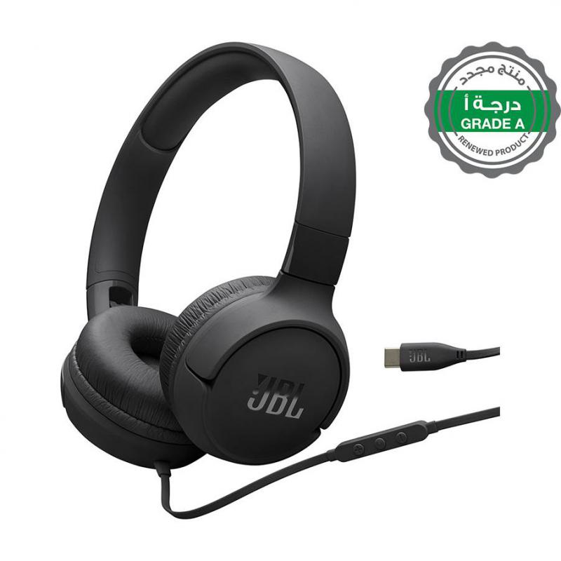 Renewed Grade A JBL Tune520c On-Ear Headphones, Wired, Built-in Microphone, Black