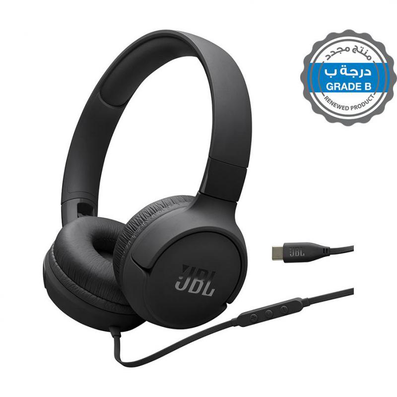 Renewed Grade B JBL Tune520c On-Ear Headphones, Wired, Built-in Microphone, Black