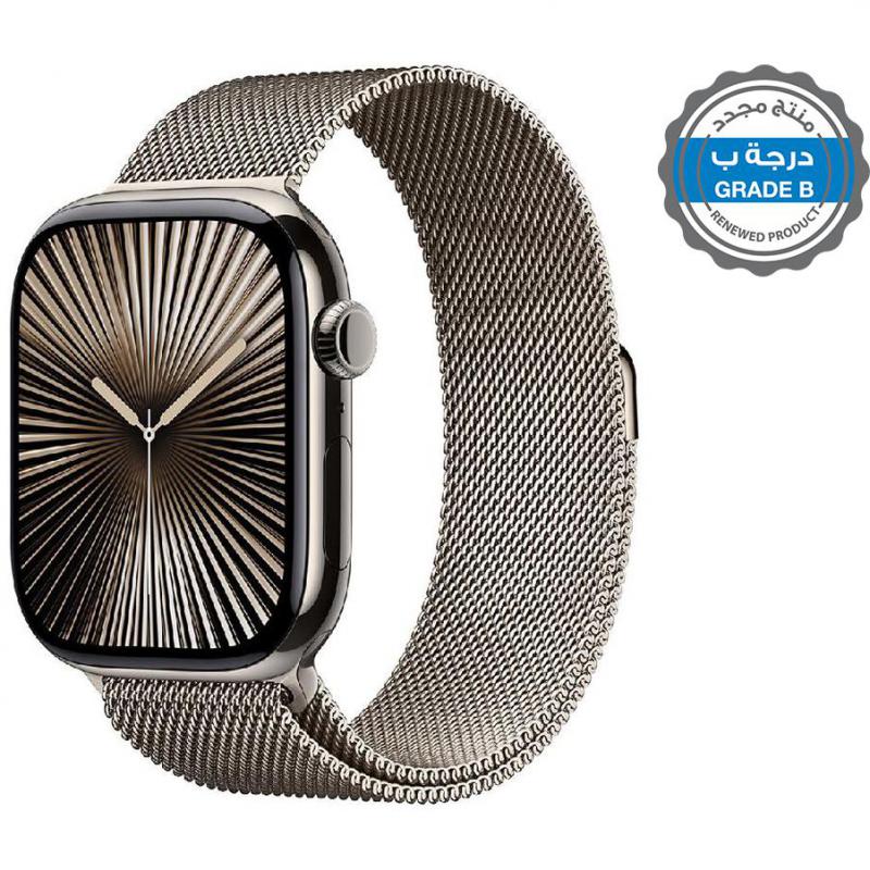 Renewed Grade B Apple Watch Series 10 46, GPS + Cellular, eSIM Supported, Natural Titanium Case/Natural Milanese Loop - S/M